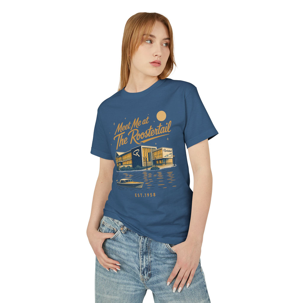 Meet Me at The Roostertail Tee — Faded Navy