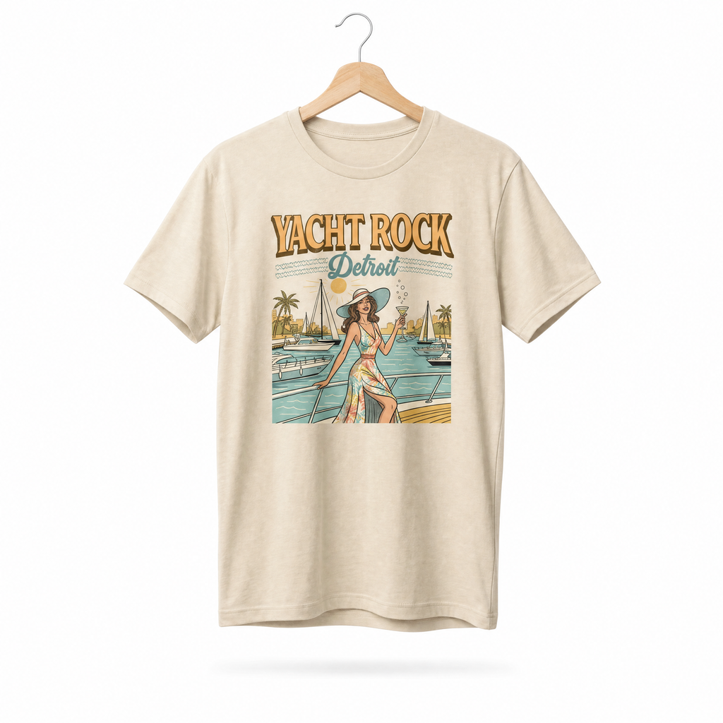 Yacht Rock Detroit Martini Girl Tee — Retro Marina Graphic