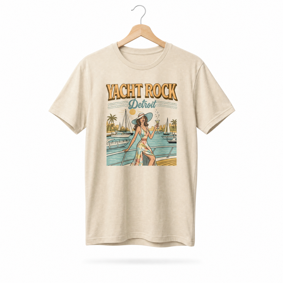 Yacht Rock Detroit Martini Girl Tee — Retro Marina Graphic