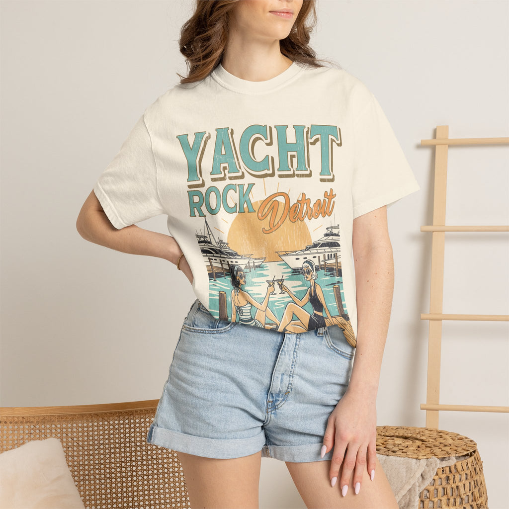 Yacht Rock Detroit Martini Girl Tee — Ivory Garment-Dyed