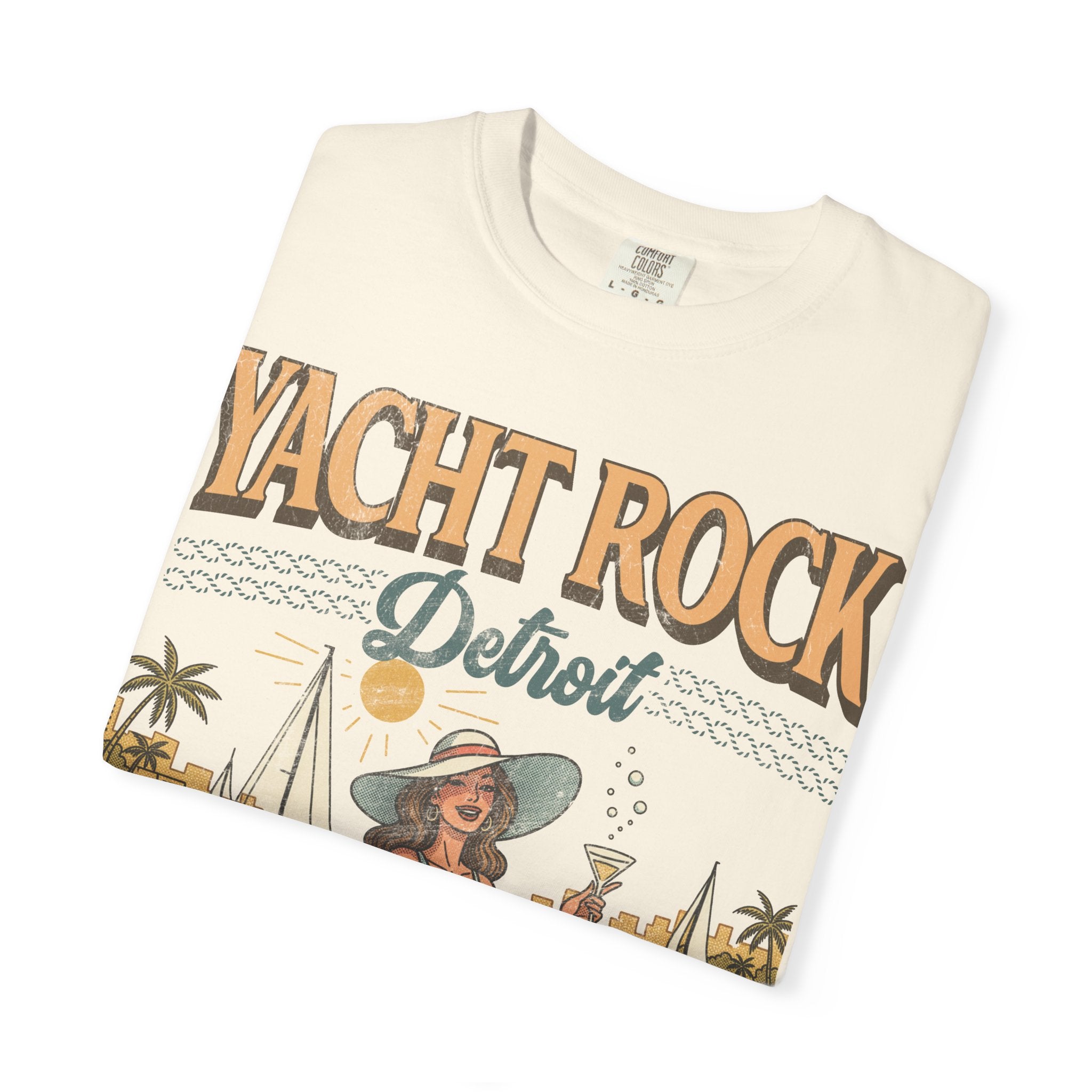 Yacht Rock Detroit Martini Girl Tee — Ivory Garment-Dyed